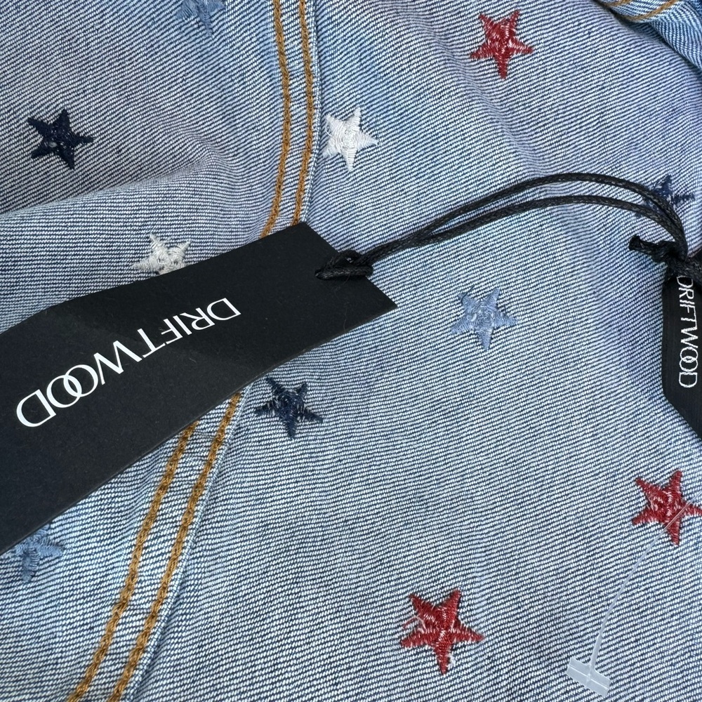 Driftwood Jeans Classic Embroidered Denim Jacket Starry Night Americana Large - Picture 10 of 16